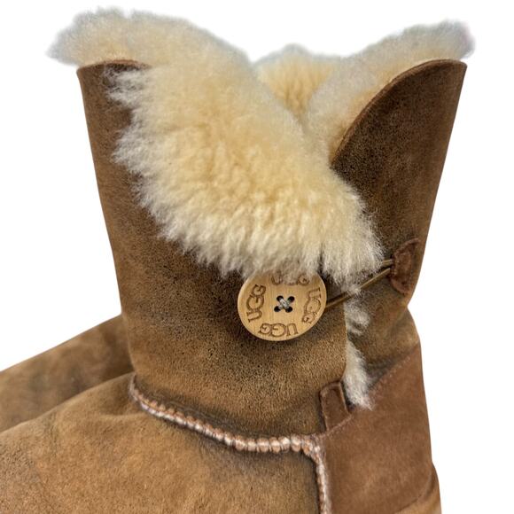 Ugg Bailey Button II Womens Brown Sherpa Wool Lined Winter Boots Sheepskin sz 6 - Picture 9 of 16
